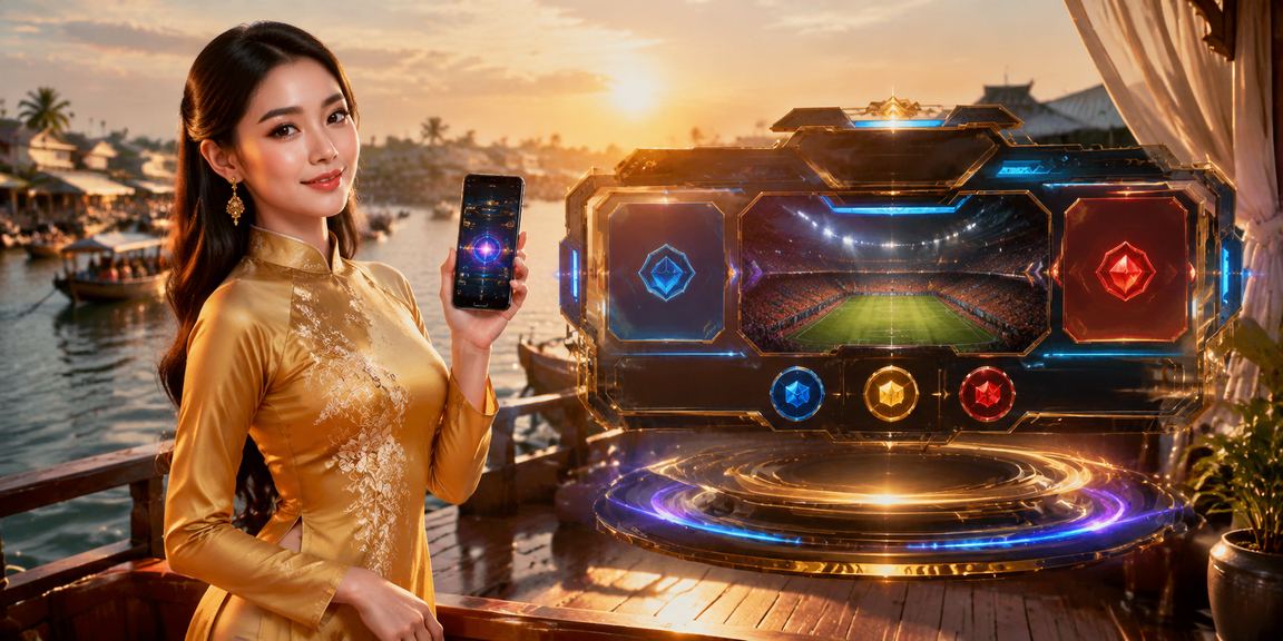 Người dùng Cần Thơ theo dõi giải esports và đặt cược trực tuyến, mang nét văn hóa áo dài Nam Bộ đặc trưng